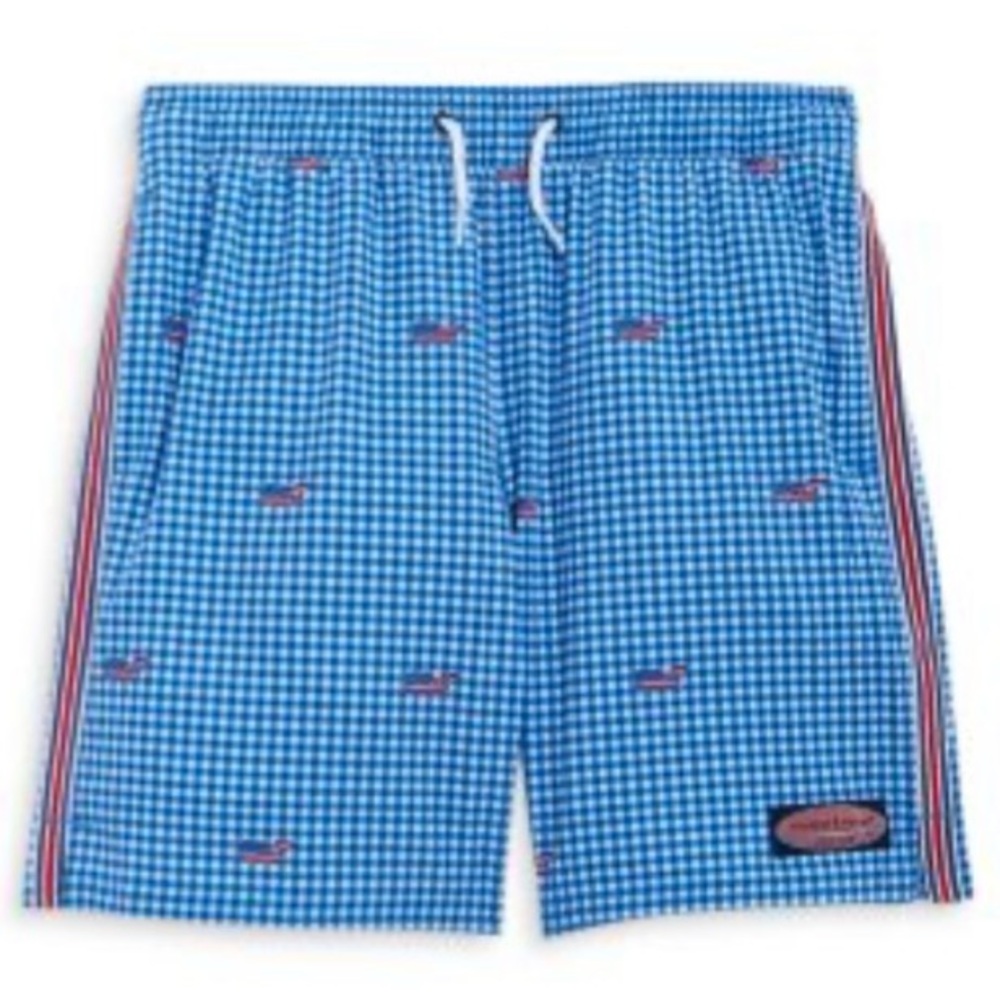 Vineyard Vines Men Gingham Patriotic Whale Swim Shorts